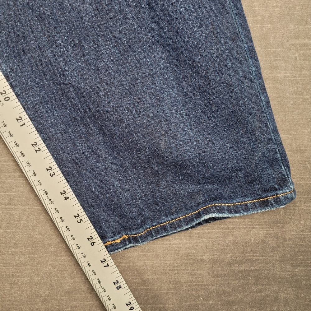 Levi's Ribcage Straight Ankle Jeans Button Fly‎ Distressed Dark Wash Denim Sz 32 - Picture 8 of 15